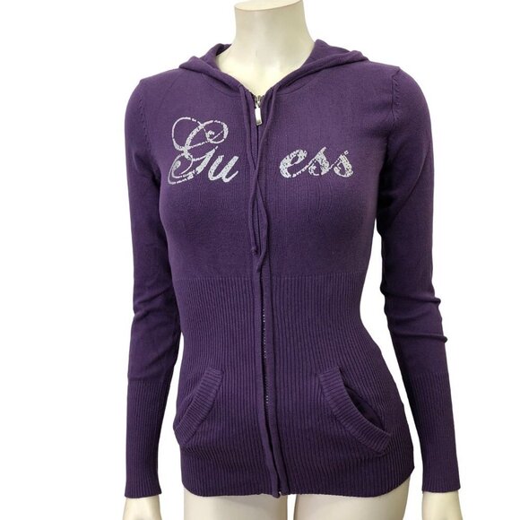 GUESS FULL ZIP LIGHT HOODIE SWEATER Md NEW WITHOUT TAG - Picture 2 of 8